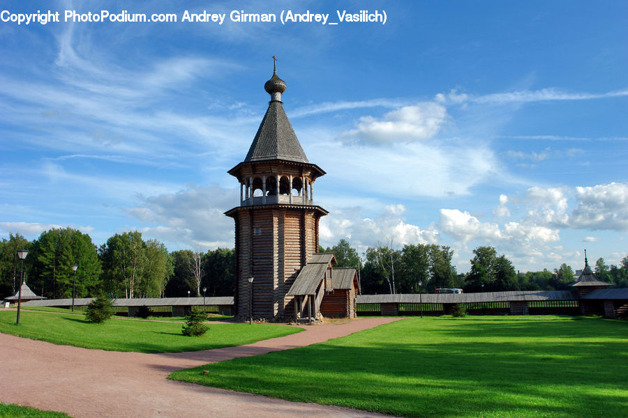 Architecture, Bell Tower, Clock Tower, Tower, Gazebo, Field, Grass