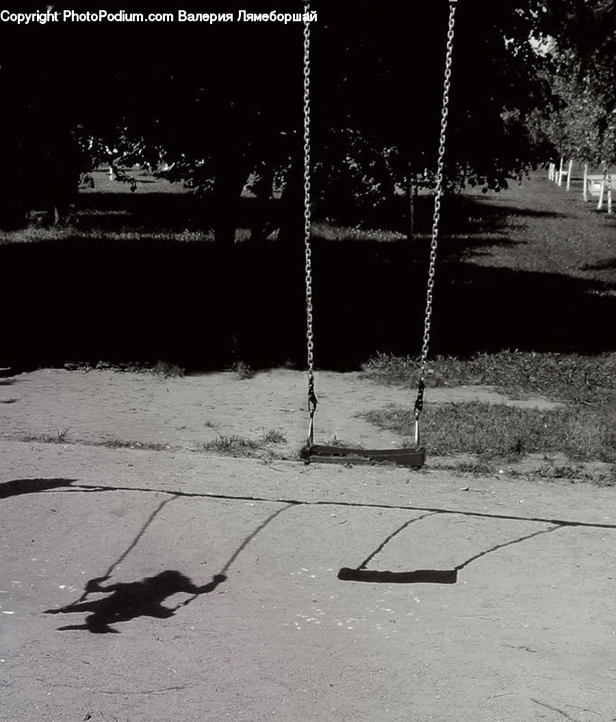 Playground, Swing, Asphalt, Tarmac