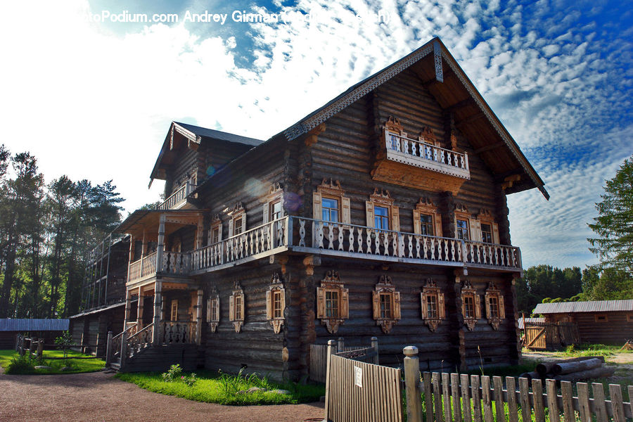 Building, House, Housing, Cottage, Yard, Arch, Gate