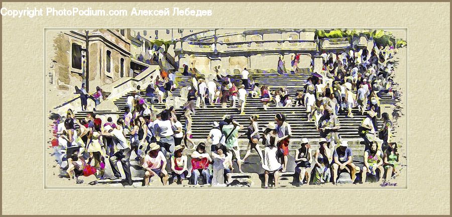 Collage, Poster, Team, Doodle, Drawing, Ancient Egypt, Crowd