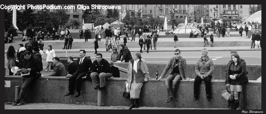 People, Person, Human, Crowd, Pedestrian, Bench, Hat
