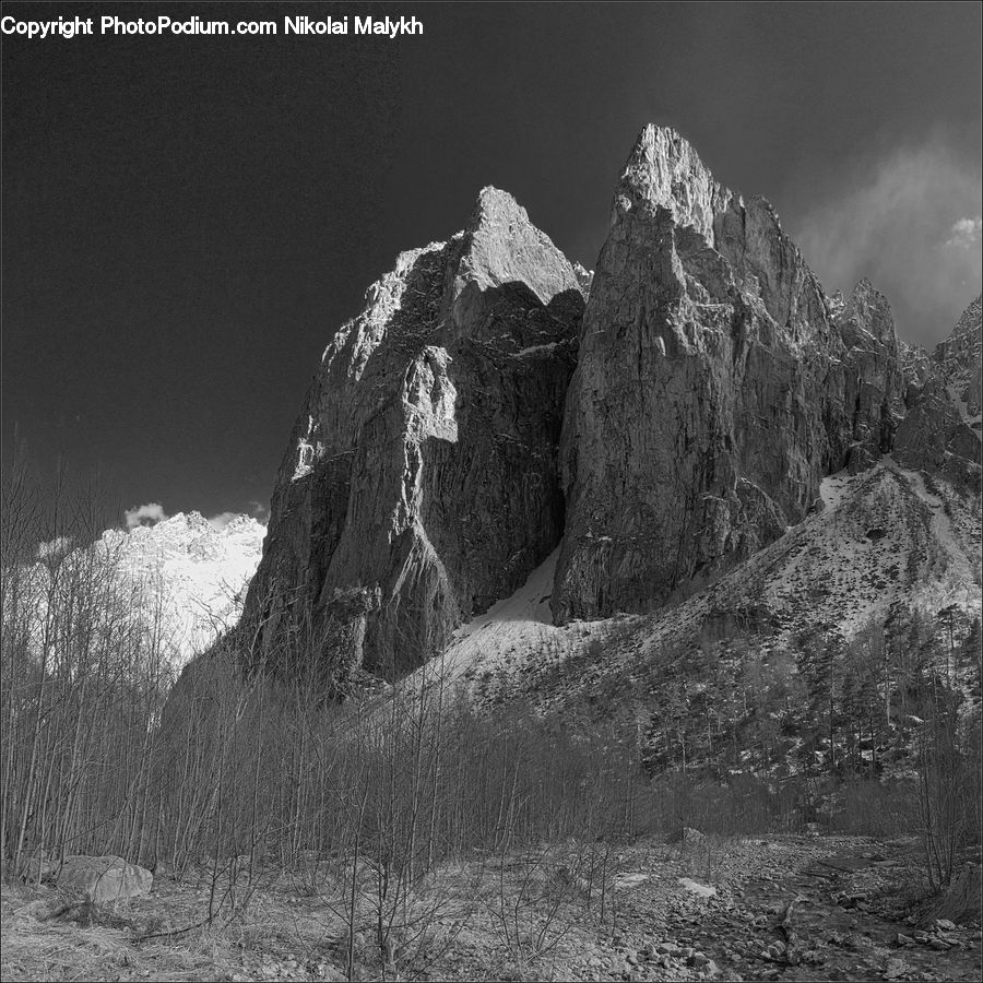 Alps, Crest, Mountain, Peak, Rock, Outdoors, Plant