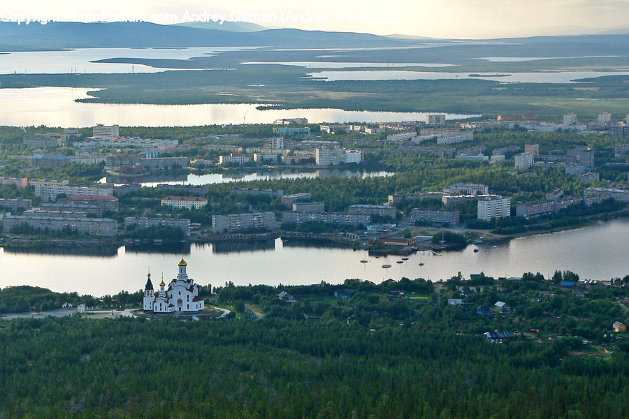 Factory, Refinery, Aerial View, City, Downtown, Metropolis, Urban