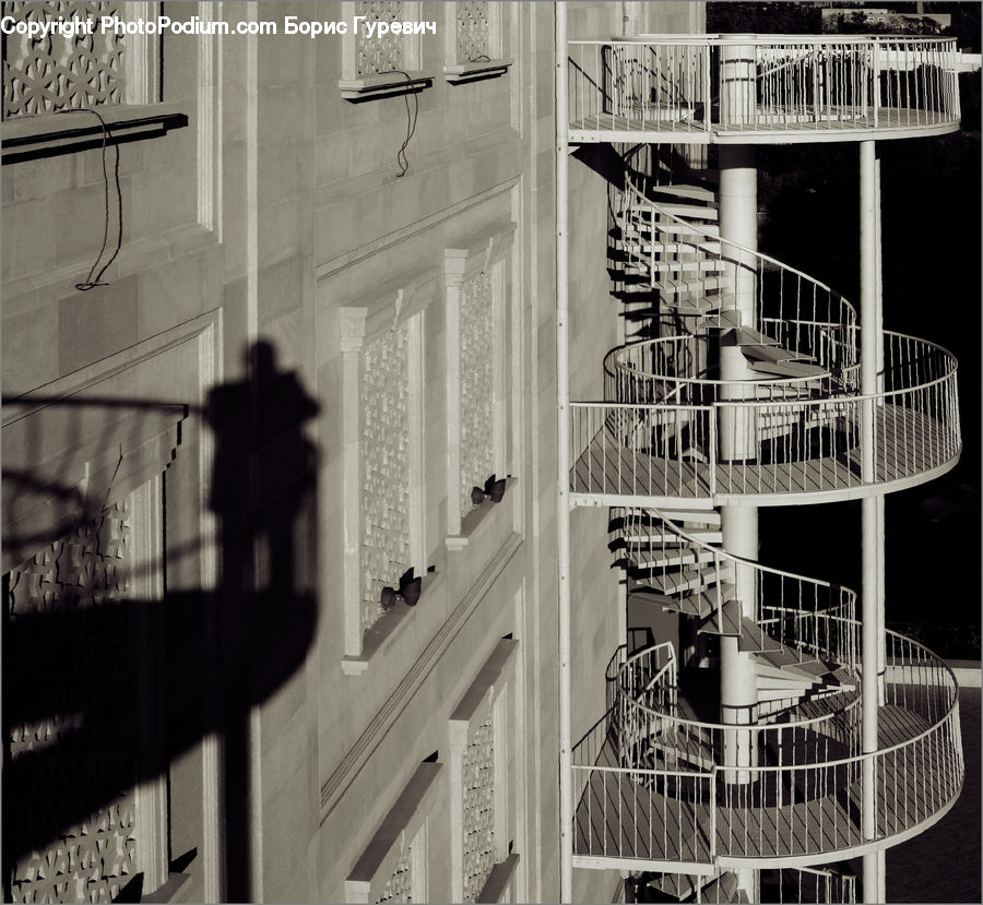 Silhouette, Spiral, Fence, Wall, Alley, Alleyway, Road