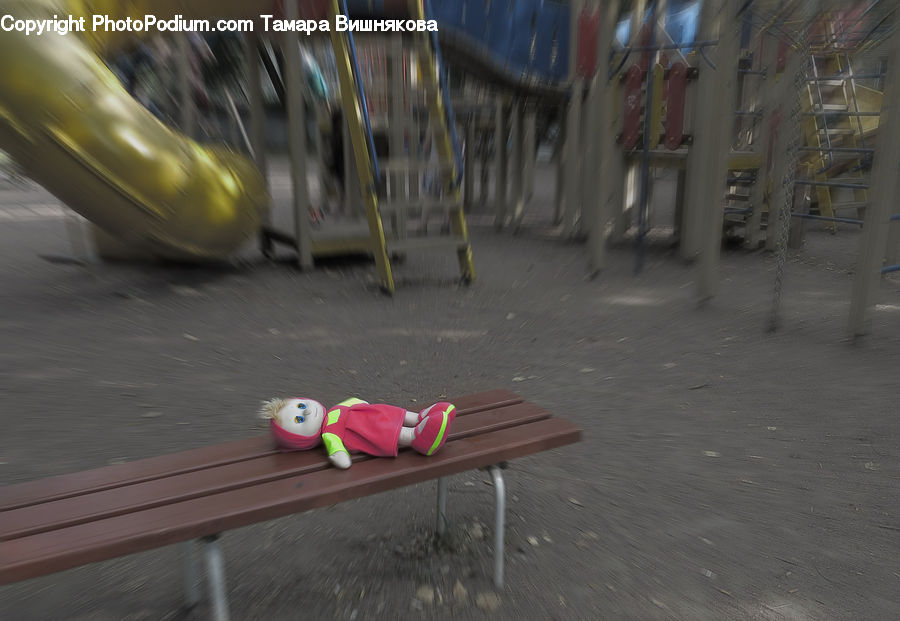 Alley, Alleyway, Road, Street, Town, Bench, Playground