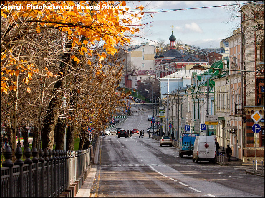 Freeway, Road, Intersection, Street, Town, Car, Van