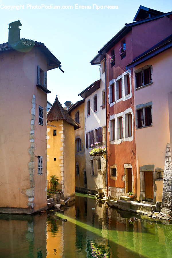 Canal, Outdoors, River, Water, Building, Housing, Villa