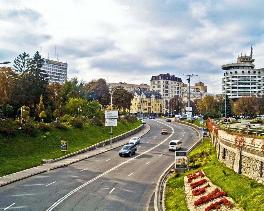 Freeway, Road, Intersection, City, Downtown, Metropolis, Urban