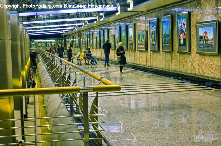 Subway, Train, Train Station, Vehicle, Art, Bench, Flyer