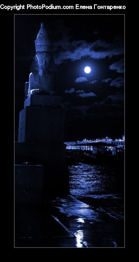 Night, Outdoors, Water, Coast, Sea, City, Downtown