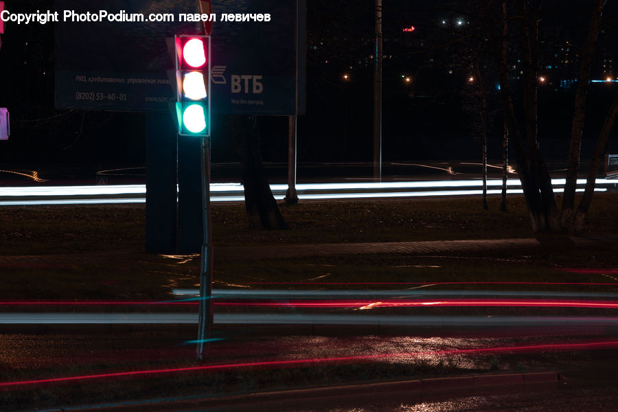 Night, Outdoors, Asphalt, Tarmac, Intersection, Road, Lighting
