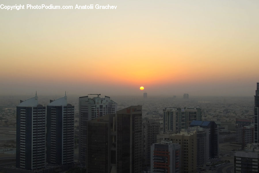 Dawn, Dusk, Sky, Sunrise, Sunset, City, Downtown
