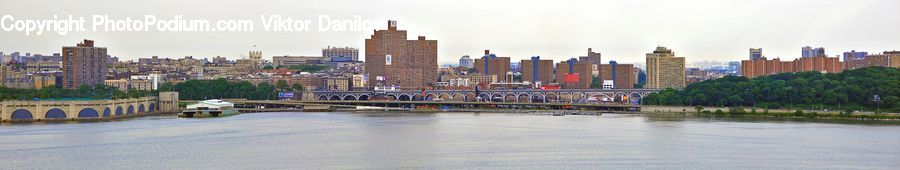 Outdoors, River, Water, Waterfront, Train, Vehicle, Bridge