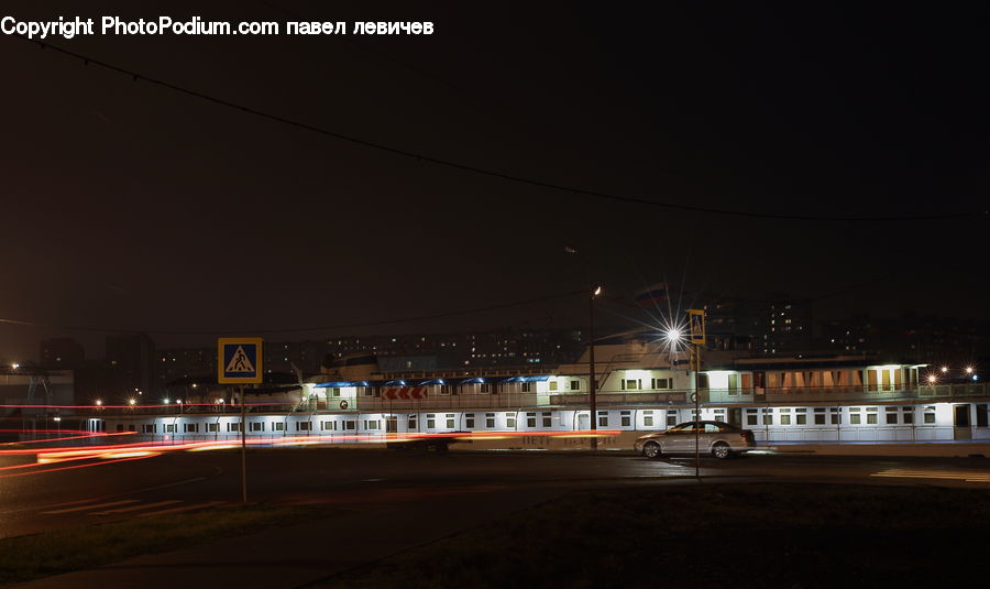 Night, Outdoors, City, Downtown, Metropolis, Urban, Intersection