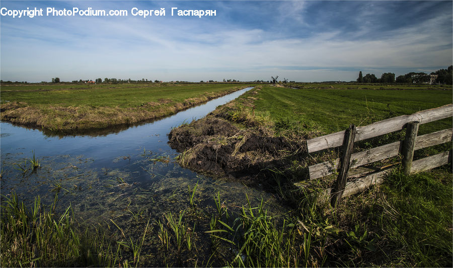 Ditch, Field, Grass, Grassland, Plant
