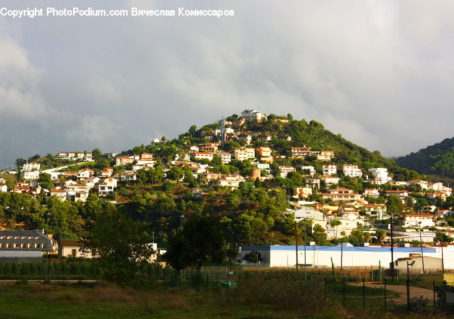 Grassland, Mound, Backyard, Yard, Building, Downtown, Town