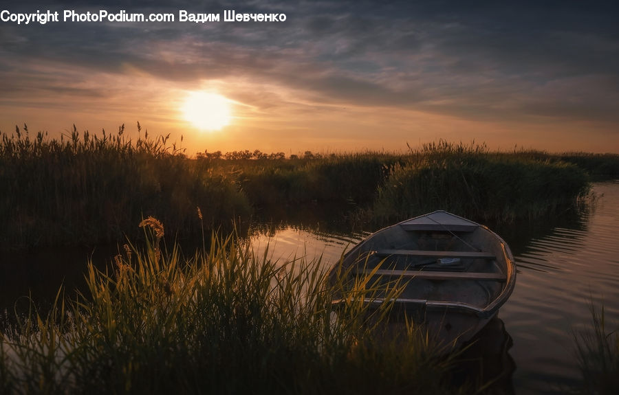 Dawn, Dusk, Sky, Sunrise, Sunset, Boat, Rowboat