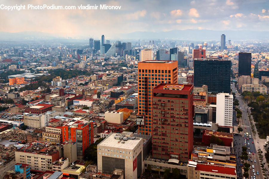 Intersection, Road, City, Downtown, Metropolis, Urban, Aerial View