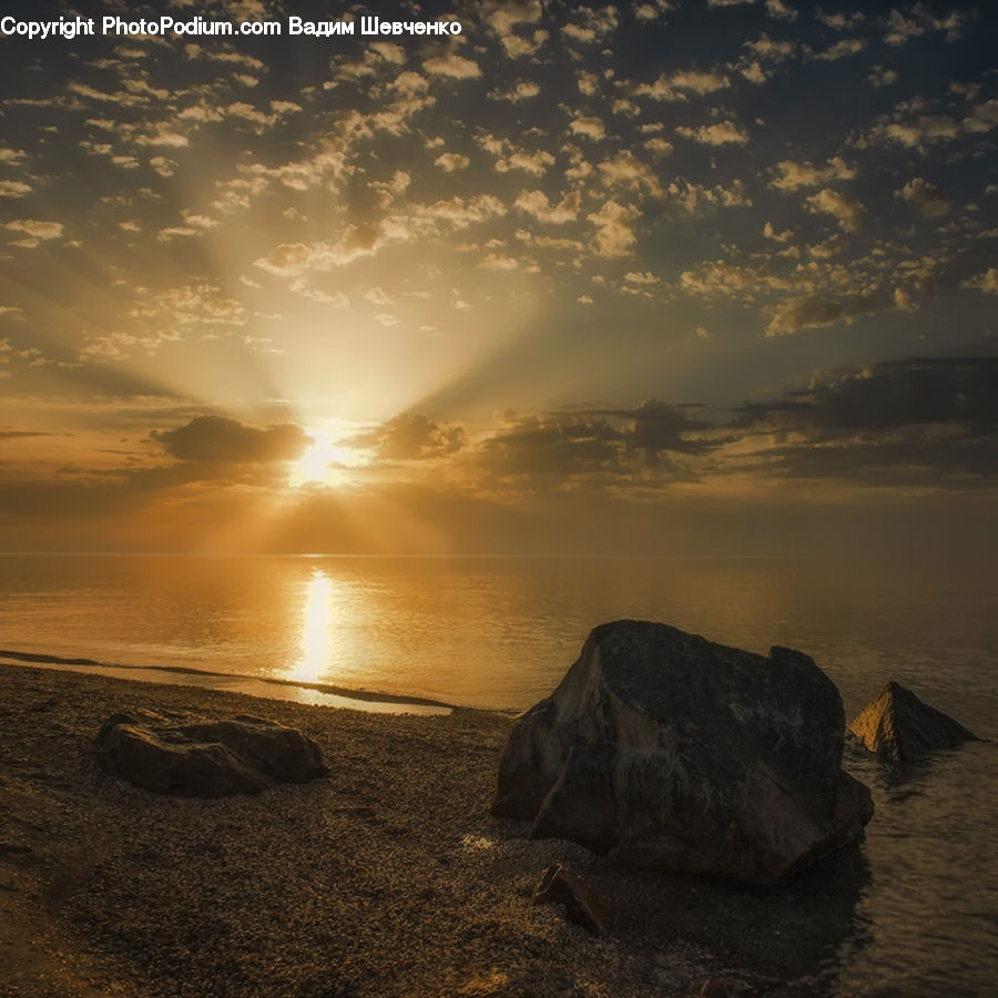 Coast, Outdoors, Sea, Water, Beach, Dawn, Dusk