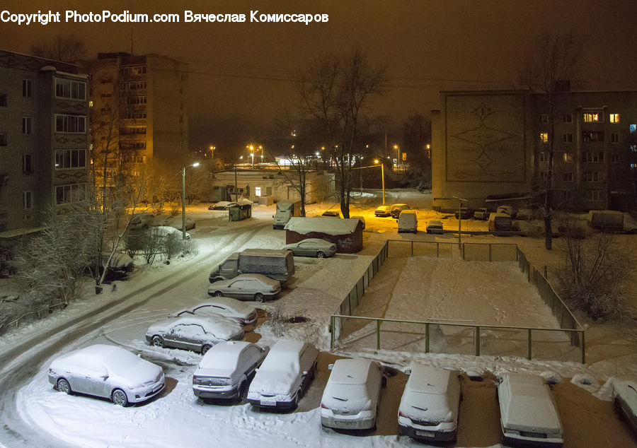 Parking, Parking Lot, Ice, Outdoors, Snow, Automobile, Car