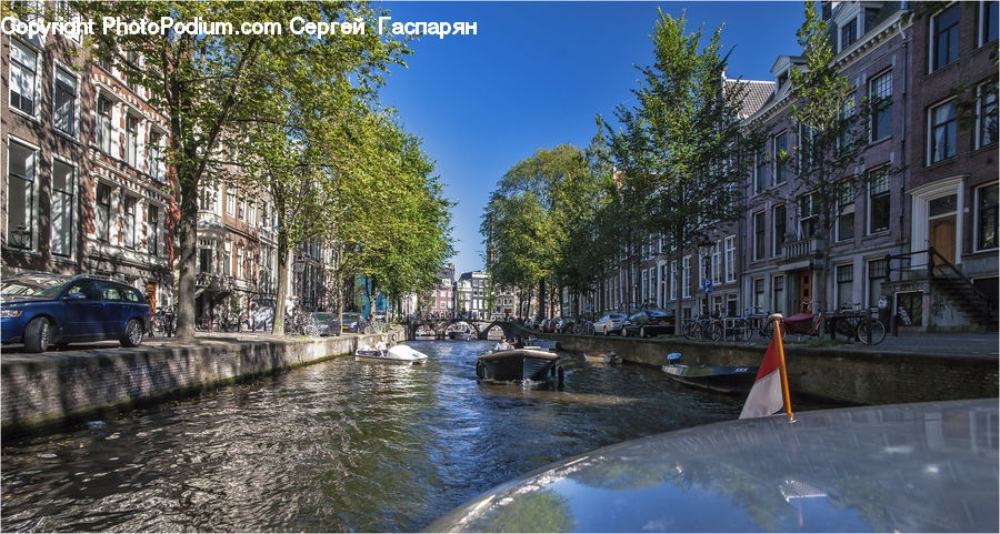 Canal, Outdoors, River, Water, Building, Housing, Car