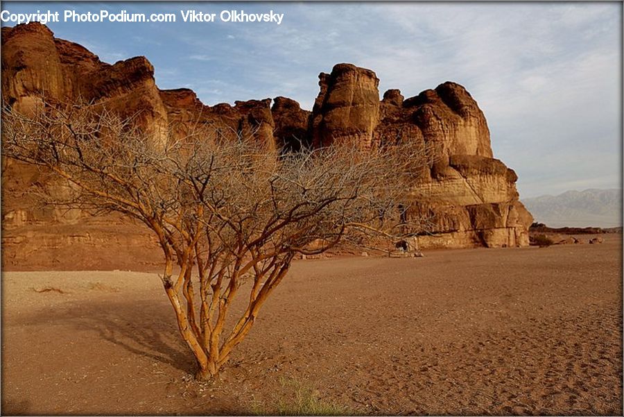 Desert, Outdoors, Rock, Cliff, Ruins, Mountain, Field