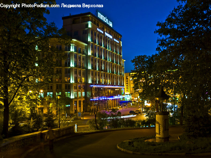 Building, Housing, Night, Outdoors, City, Downtown, Metropolis