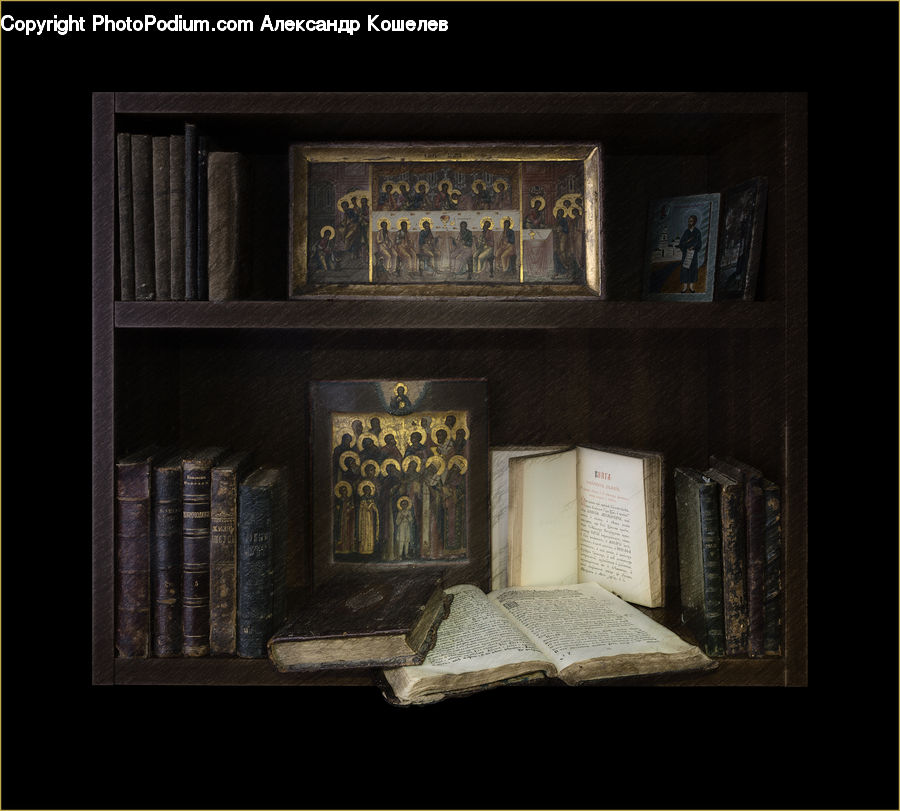 Book, Bookcase, Furniture, Shelf, Tomb, Art, Crypt