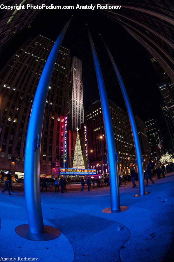 Inflatable, Night, Outdoors, Light, City, Downtown, Metropolis