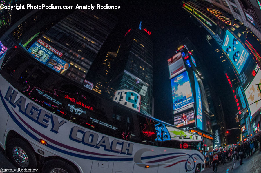 Billboard, Scoreboard, City, Downtown, Train, Vehicle, Urban
