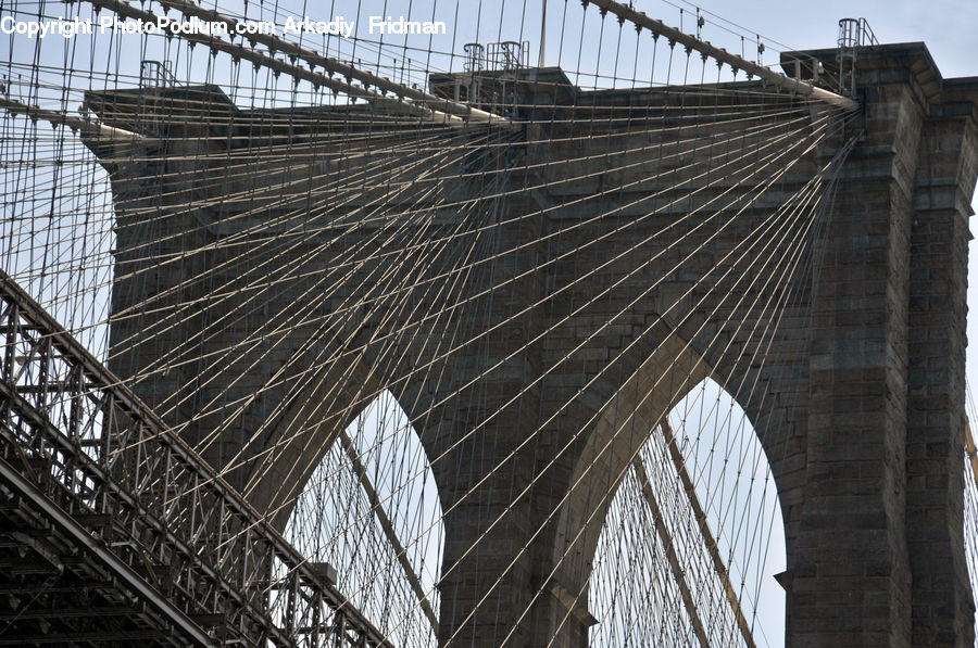 Bridge, Suspension Bridge, Building, City, High Rise, Architecture, Downtown