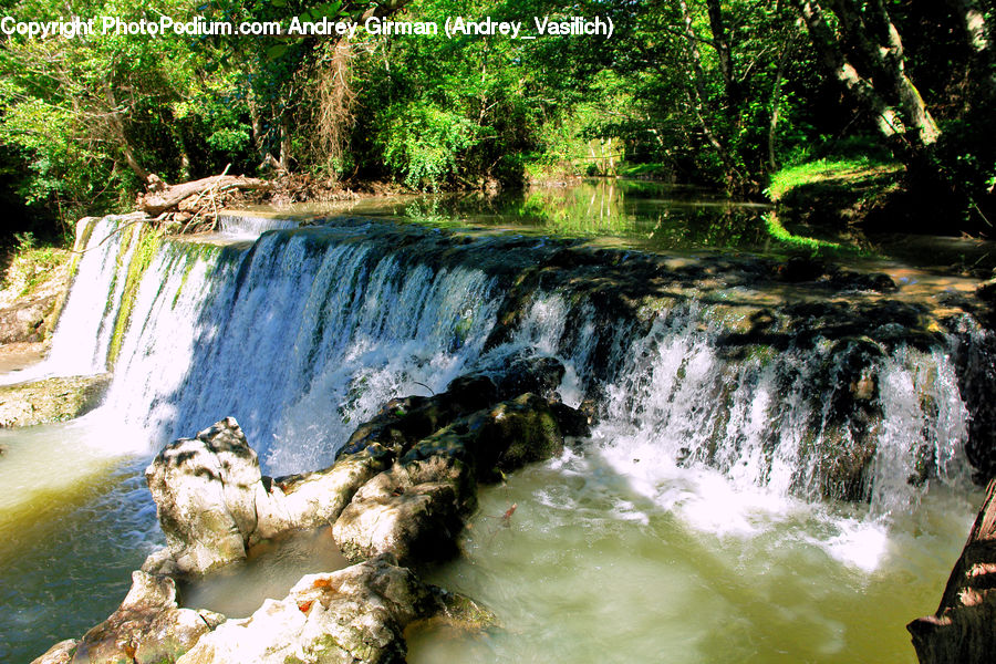 Creek, Outdoors, River, Water, Rock, Waterfall, Forest