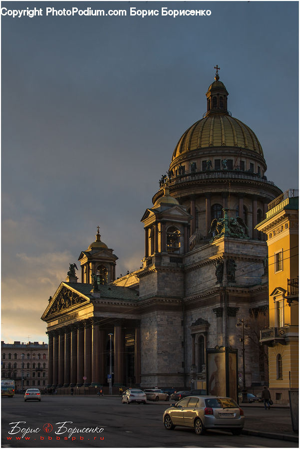 Architecture, Dome, Intersection, Road, Building, Parking, Parking Lot