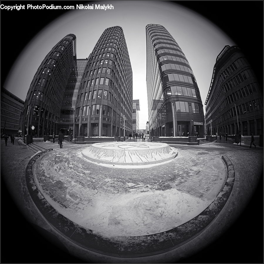 Fisheye, City, Downtown, Urban, Building, Architecture, High Rise