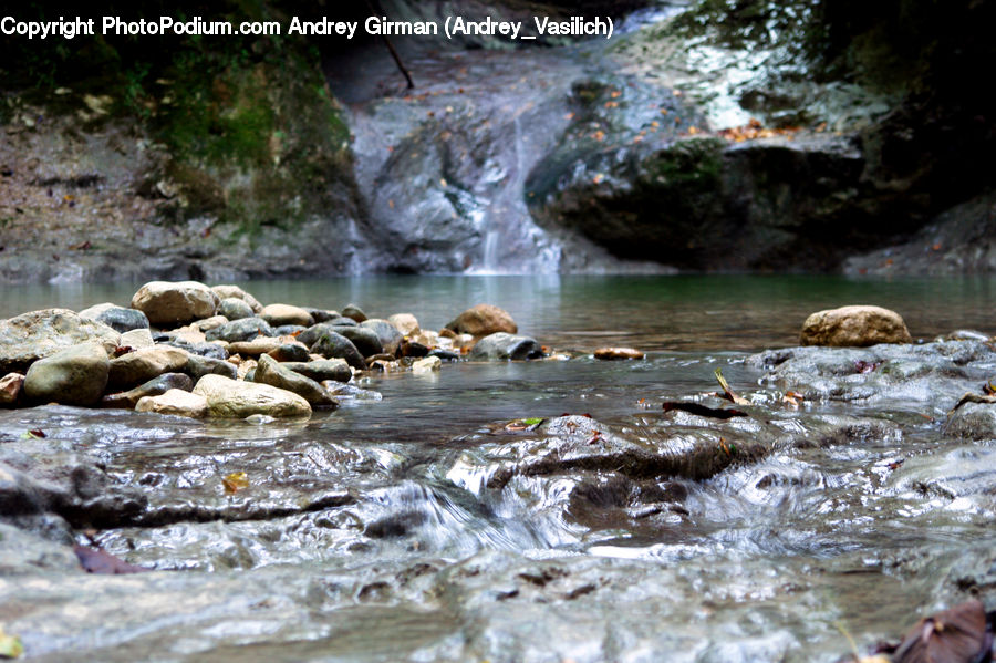Creek, Outdoors, River, Water, Rock, Cave, Landscape