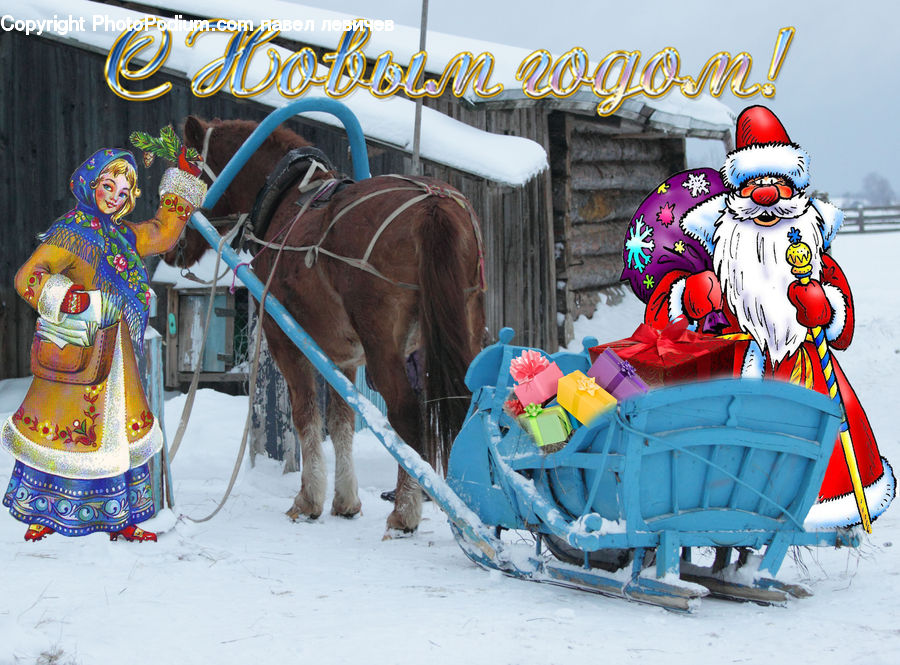 Inflatable, Carriage, Horse Cart, Vehicle, Clown, Performer, Person