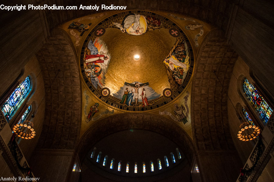 Art, Architecture, Dome, Stained Glass, Light Fixture, Accessories, Bead