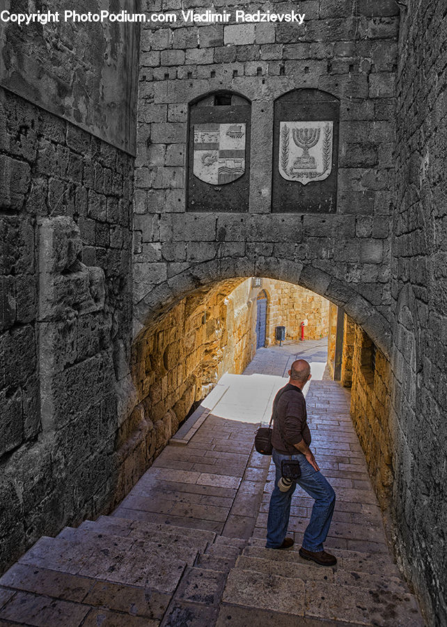 People, Person, Human, Brick, Arch, Cobblestone, Pavement