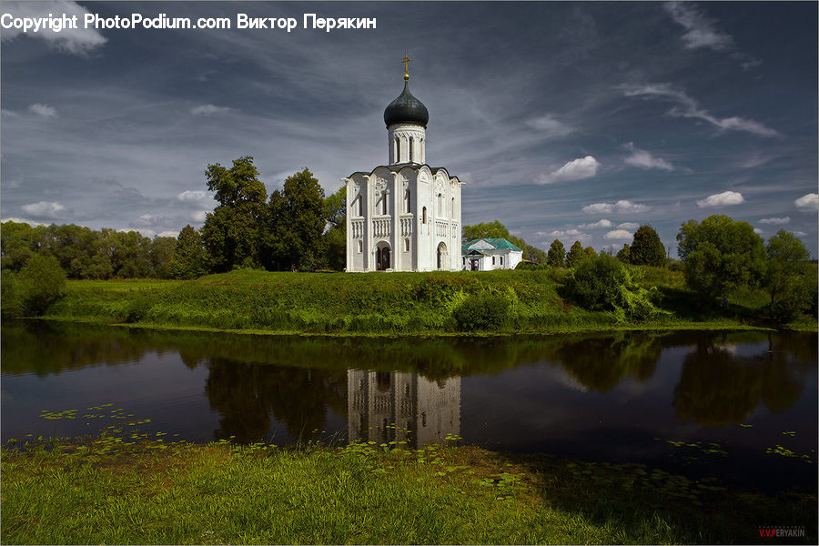 Architecture, Bell Tower, Clock Tower, Tower, Outdoors, Pond, Water