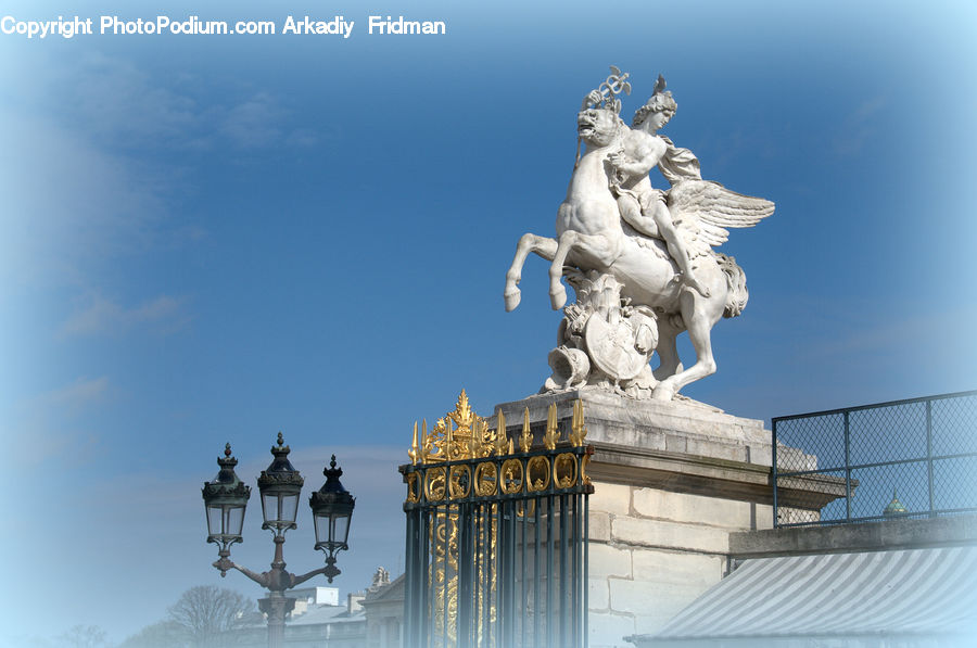 Art, Gargoyle, Statue, Fountain, Water, Lamp Post, Pole