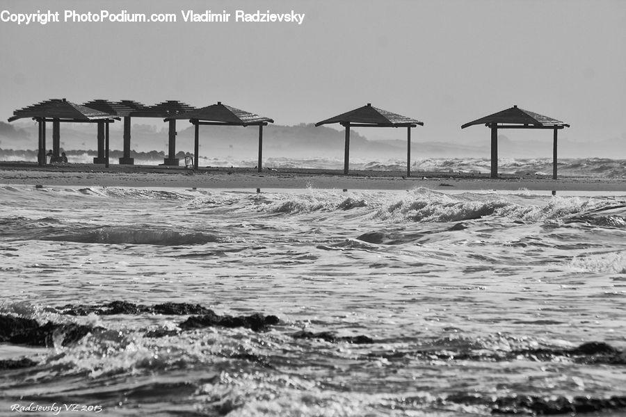 Gazebo, Dock, Pier, Outdoors, Sea, Sea Waves, Water