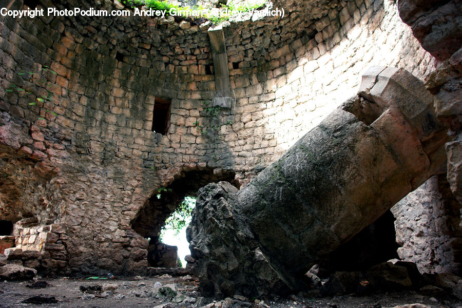 Arch, Castle, Fort, Hole, Rock, Ruins, Fireplace