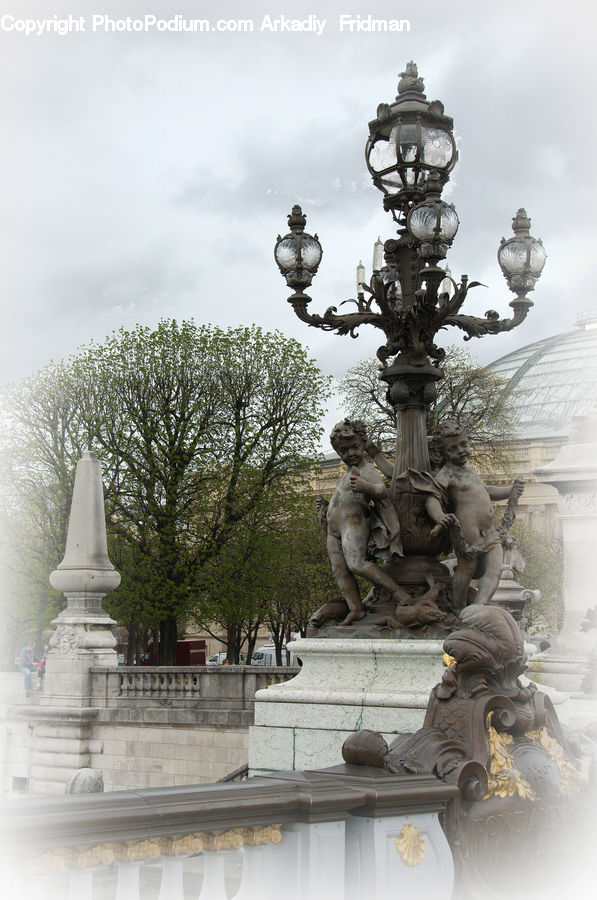 Fountain, Water, Art, Sculpture, Statue, Plant, Tree