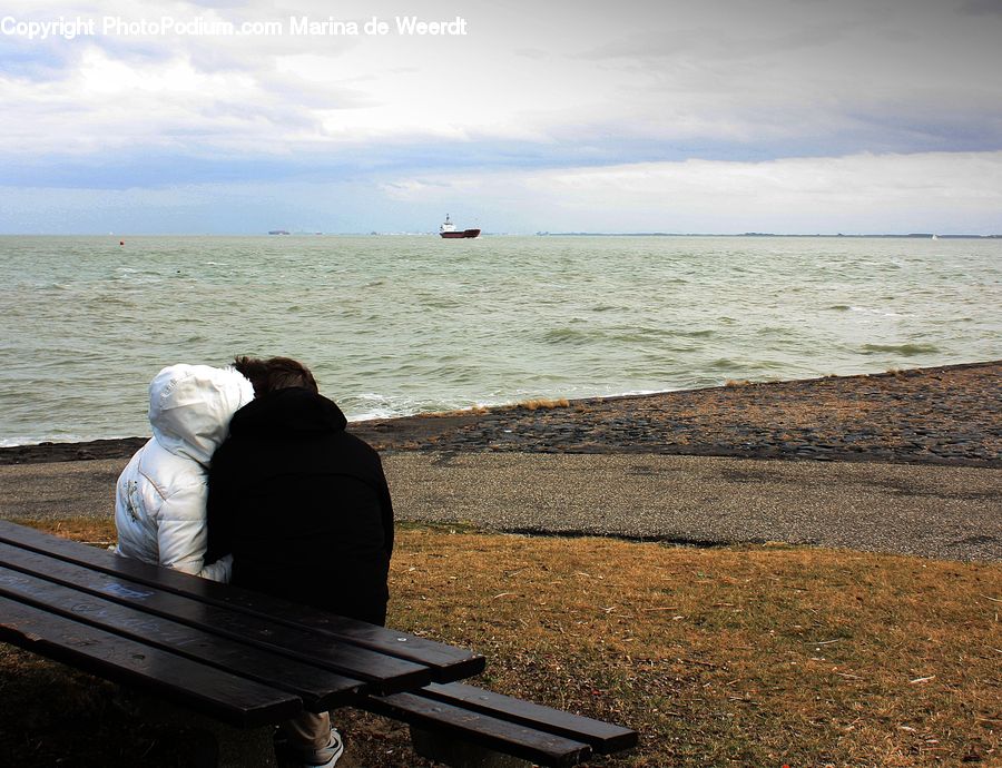 Bench, Park Bench, Coast, Outdoors, Sea, Water, Art