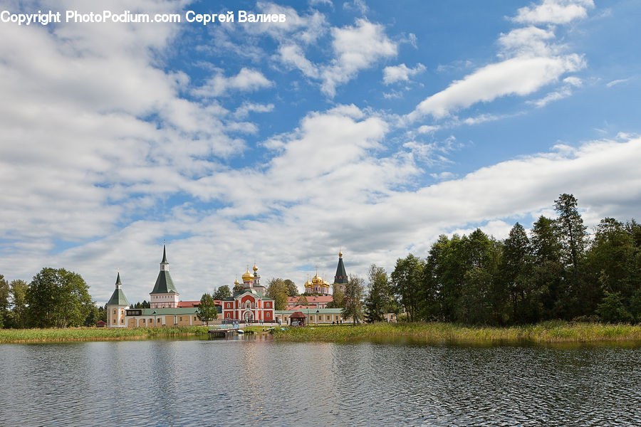 Architecture, Housing, Monastery, Lake, Outdoors, Water, Cloud