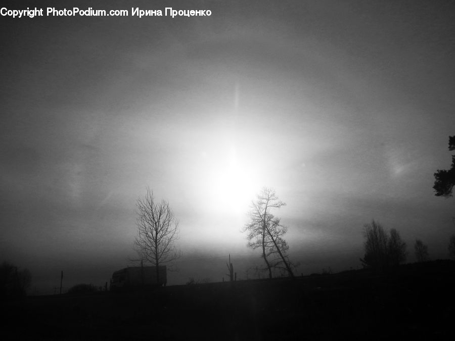 Fog, Mist, Outdoors, Flare, Light, Sunlight, Silhouette