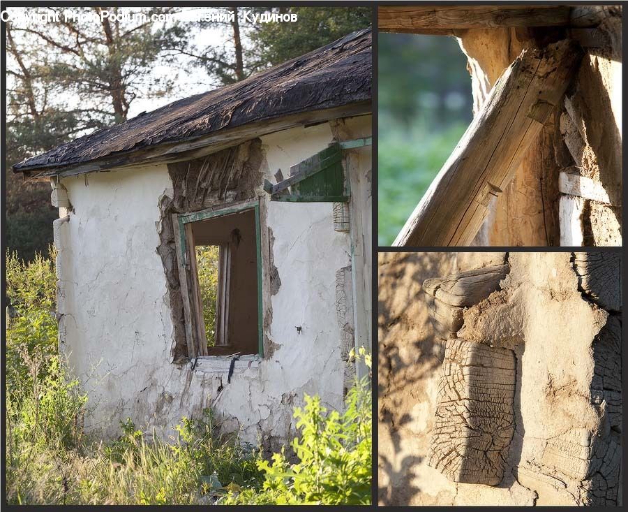 Outhouse, Shack, Collage, Poster, Cabin, Hut, Rural