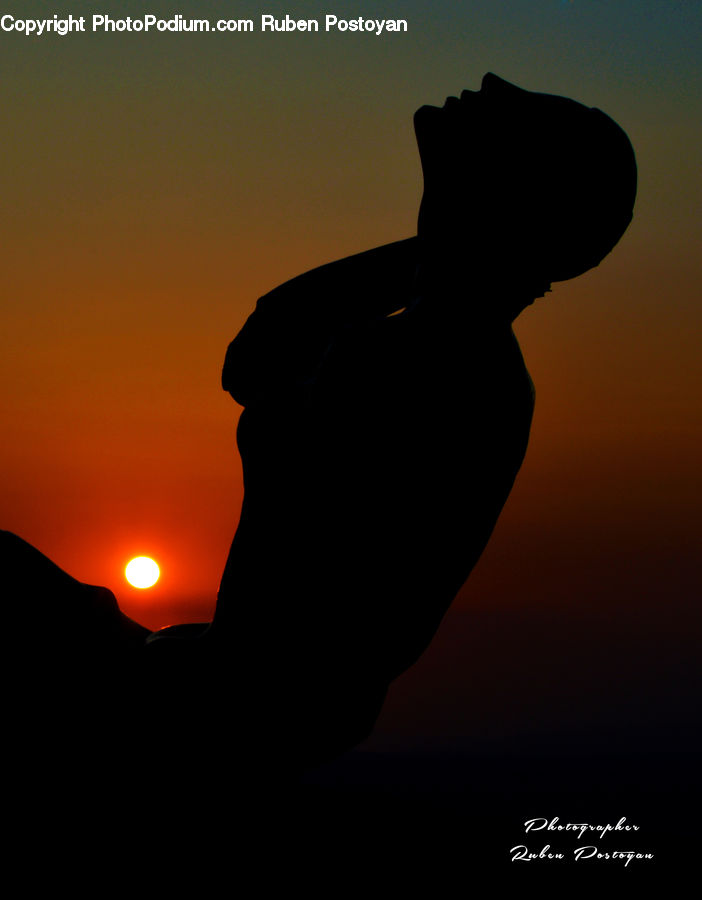 Silhouette, Flare, Light, Sunlight, Leisure Activities, Face
