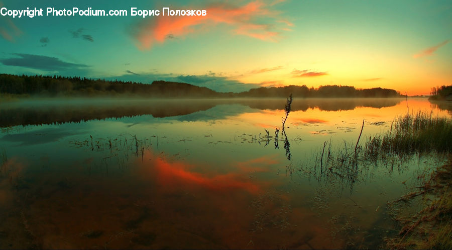 Dawn, Dusk, Sky, Sunrise, Sunset, Lagoon, Lake