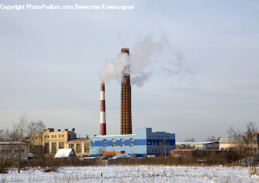 Downtown, Neighborhood, Town, Factory, Building, Beacon, Lighthouse